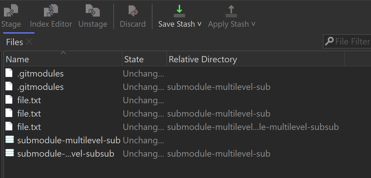 Submodules in the files view