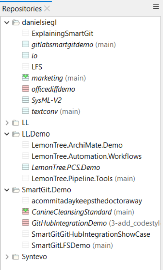 Easy to navigate between multiple Repos in Log Window