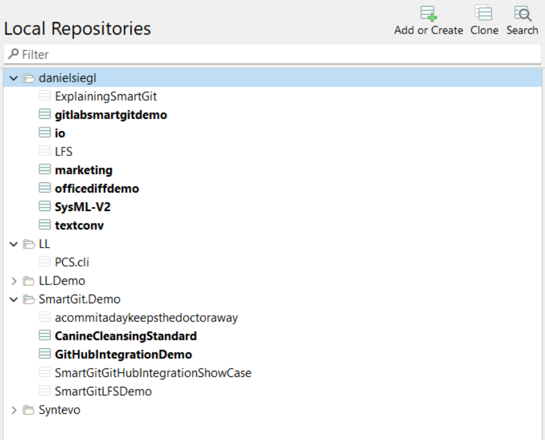 Local Repository Overview in Groups